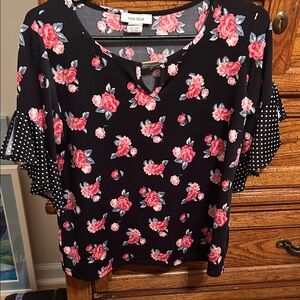 Floral Black and Pink Women's Blouse